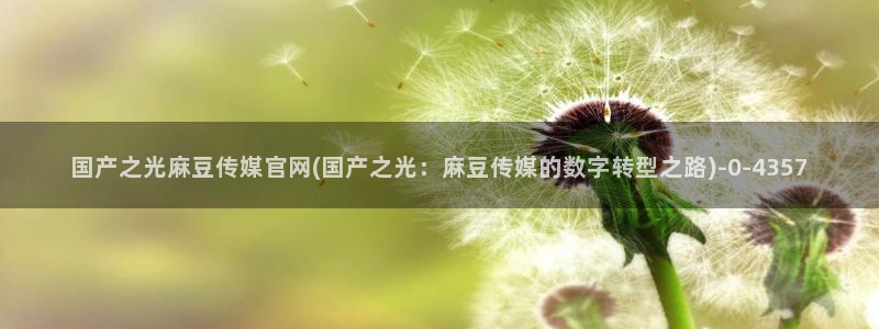 麻豆md传媒官网：国产之光麻豆传媒官网(国产之光：麻豆传媒的数字转型之路)
